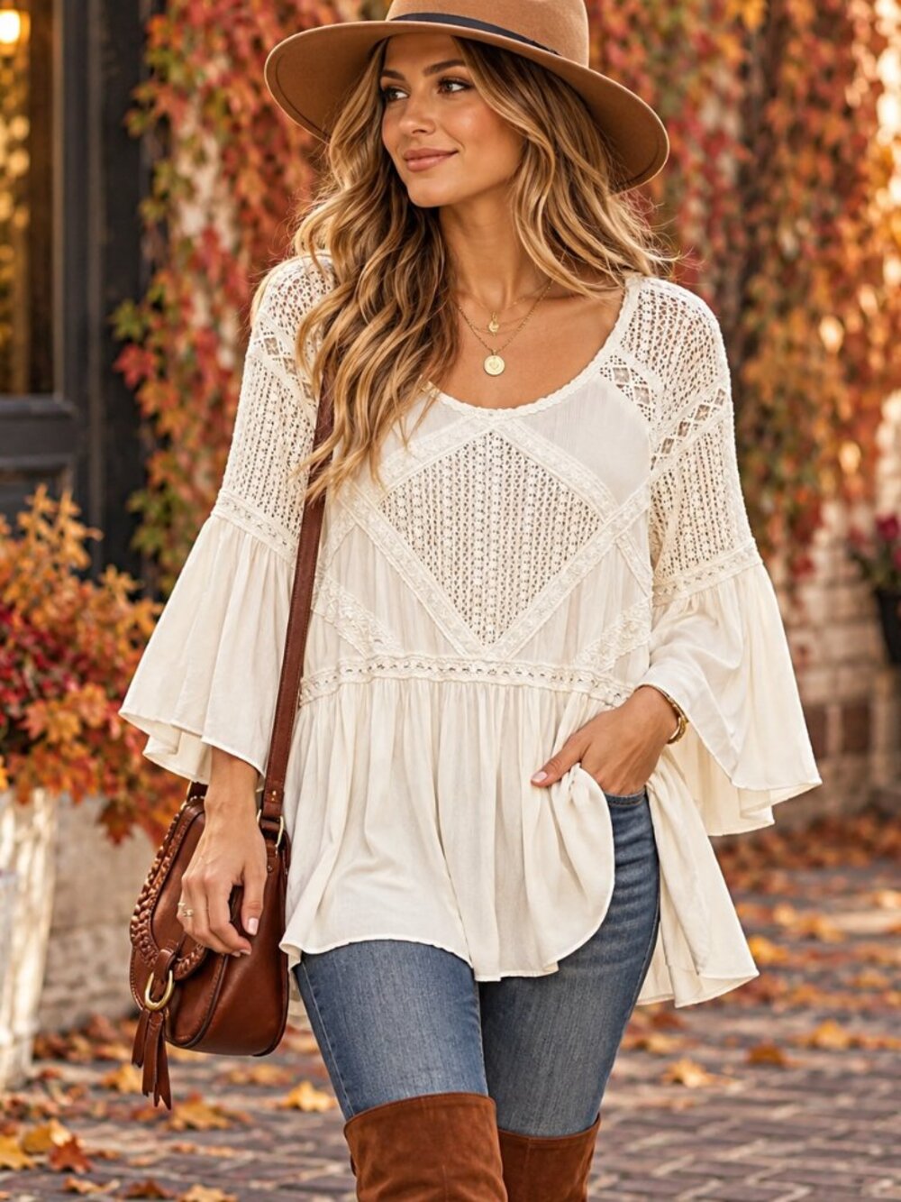 Pol Boho Chic Cottagecore Top S Romantic Boho Western Boho Crochet Lace Artisan